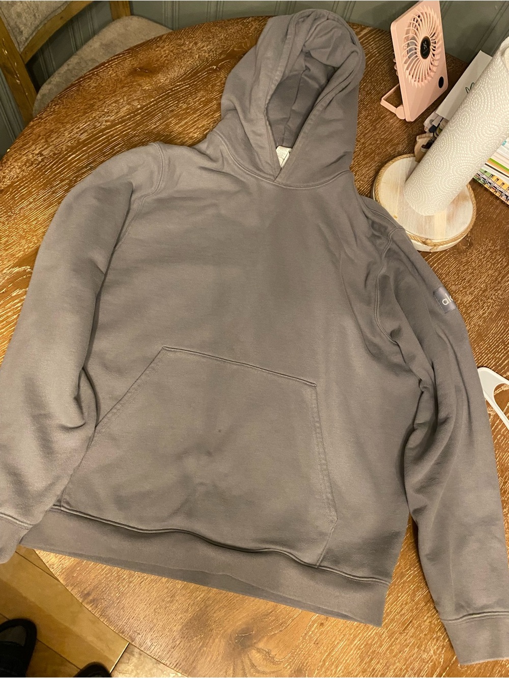 ALO Yoga Taupe Gray Hooded Sweatshirt